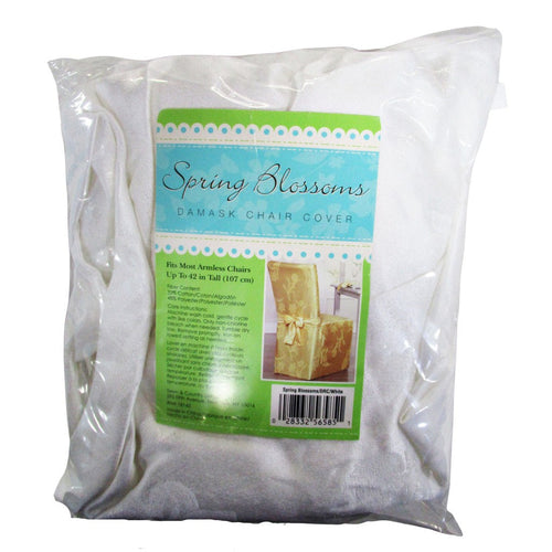 Spring Blossoms Damask Chair Cover White