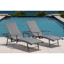 Load image into Gallery viewer, SunVilla Commercial Sling Wave Chaise Lounge with Adjustable Armrests, 2-pack
