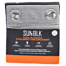 Load image into Gallery viewer, Sunblk Total Blackout Grommet Curtains 2 Panels 108&quot; Gray
