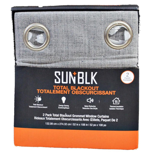 Sunblk Total Blackout Grommet Curtains 2 Panels 108