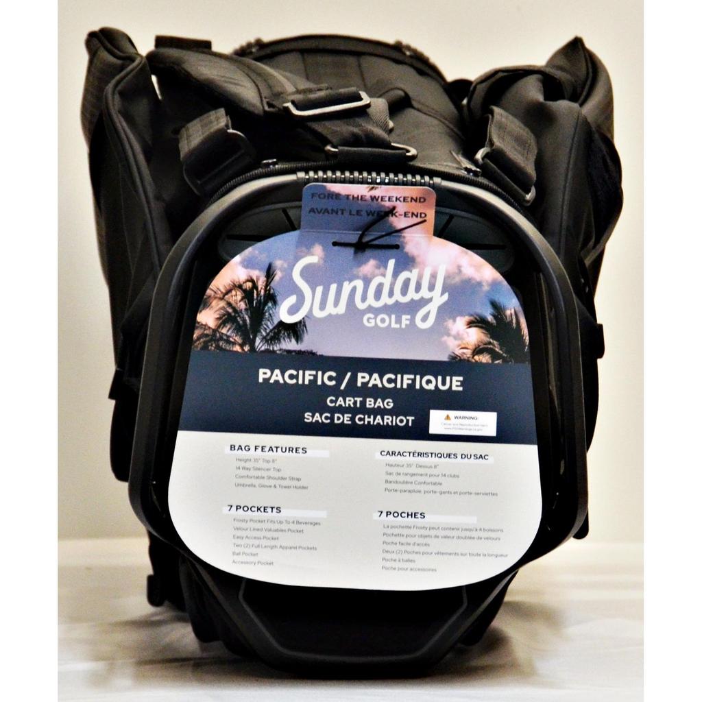 Sunday Golf Pacific Golf Cart Bag 14 Way Silencer Top - Black