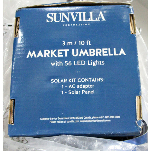 Sunvilla 10' Round Solar LED Market Umbrella Blue