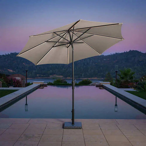 Sunvilla 10' Round Solar LED Market Umbrella Tan