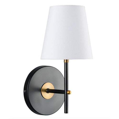 Tamb Sconce One-light Fixture With Fabric Shade Black With Antique Brass
