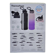 Load image into Gallery viewer, ThermoFlask 2 Pk hot/cold flasks w/ Spout &amp; Straw Lids 1.2L - Black, Pink/Purple
