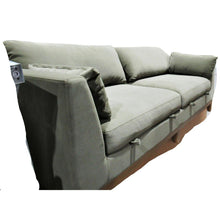 Load image into Gallery viewer, Thomasville Fabric Sofa with Storage Seats Green
