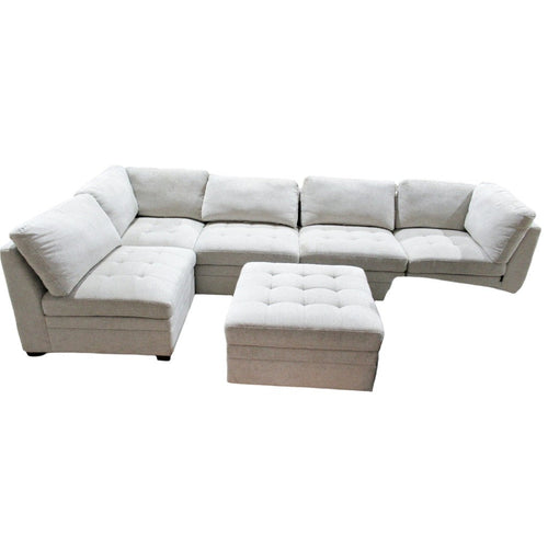 Thomasville Tisdale 6-piece Fabric Sectional with Storage Ottoman Light Grey