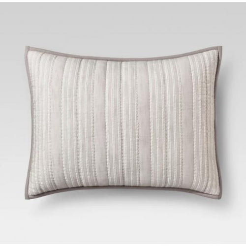 Threshold Stitched Stripe Pillow Sham Grey Standard
