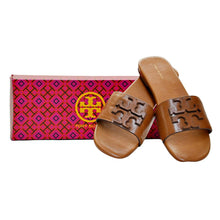 Load image into Gallery viewer, Tory Burch Women&#39;s Ines Goat Leather Flat Sandal Slide US 10M Tan
