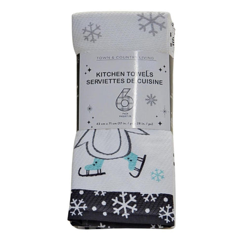 Town & Country Living Holiday Kitchen Towels 6 pack - White/Grey