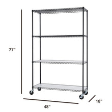 Load image into Gallery viewer, Trinity NSF 4-tier Black Wire Shelving Rack
