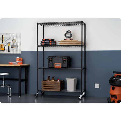 Trinity NSF 4-tier Black Wire Shelving Rack