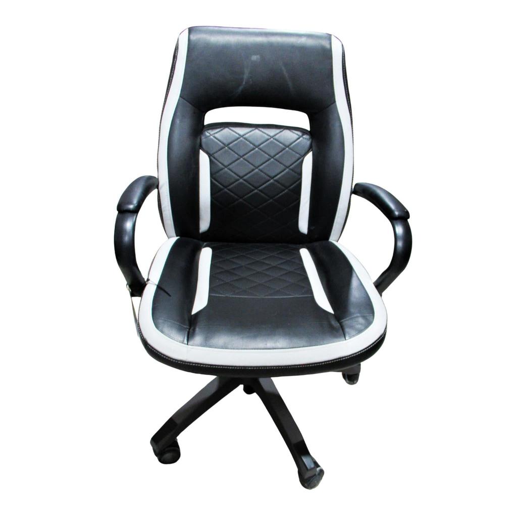True Innovations Quilted Task Office Chair Black with White Trim ...
