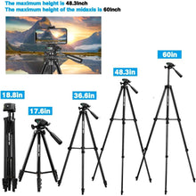 Load image into Gallery viewer, UBeesize 60” Phone Tripod w/ Carry Bag, Remote, Cell Phone Mount Holder
