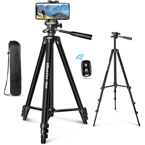 UBeesize 60” Phone Tripod w/ Carry Bag, Remote, Cell Phone Mount Holder