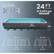 Load image into Gallery viewer, Ultra XTR 24 ft. x 12 ft. Rectangular 52 in. Deep Hard Sided Above Ground Pool Set with Pump
