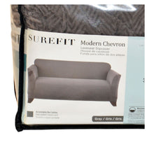 Load image into Gallery viewer, Sure Fit Modern Chevron Loveseat Slipcover in Grey
