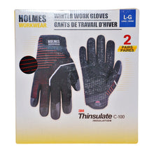 Load image into Gallery viewer, Holmes Workwear Insulated Winter Work Gloves 2 pk L - Black
