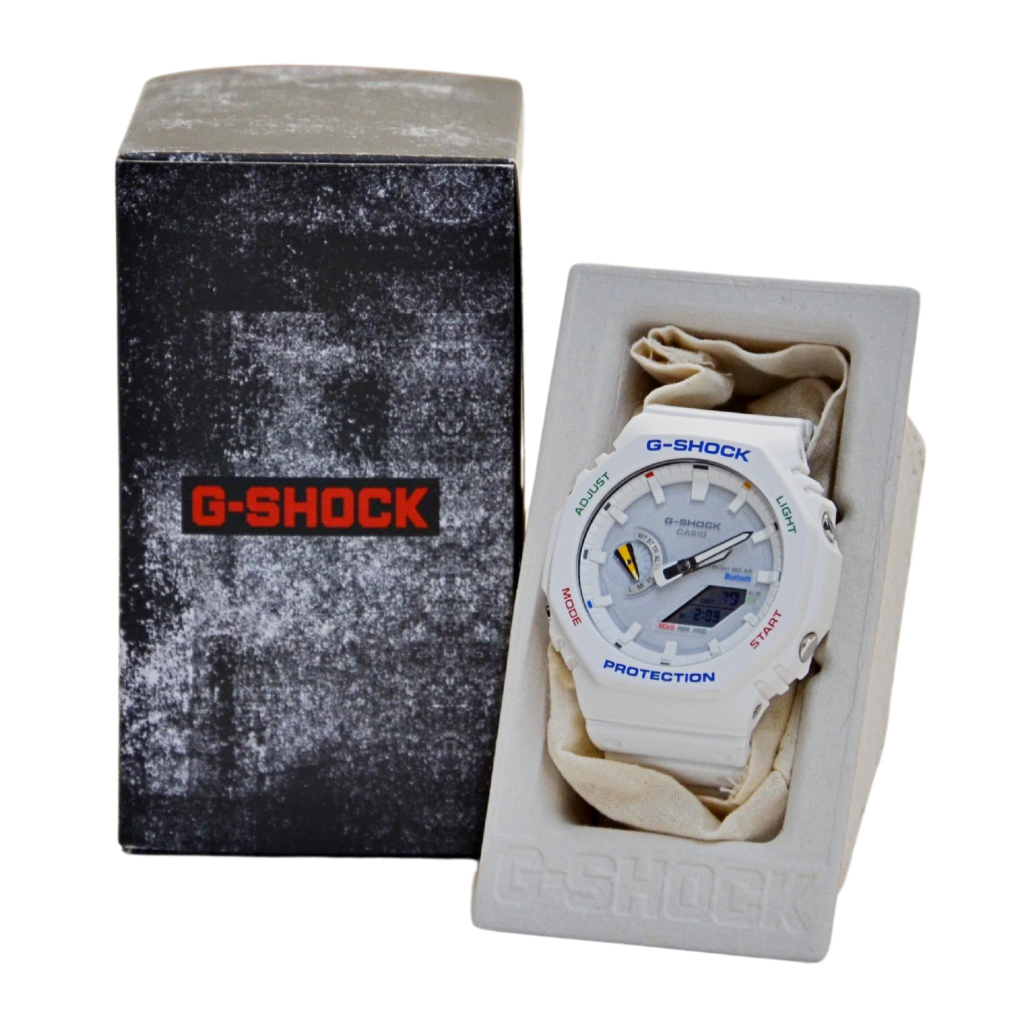 Casio Men's G-Shock Solar Powered White with Multi-Color Accents