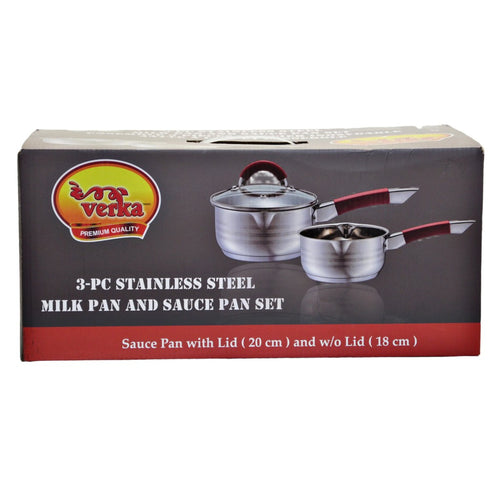 Verka 3-Pc Stainless Steel Milk and Sauce Pan Set