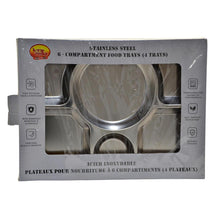 Load image into Gallery viewer, Verka Stainless Steel 6 Compartment Food Trays 4 Trays
