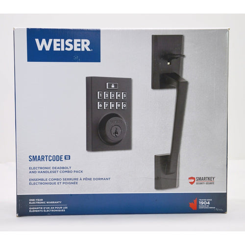 Weiser Smartcode 10 Electronic Deadbolt and Handleset Combo Pack - Aged Bronze