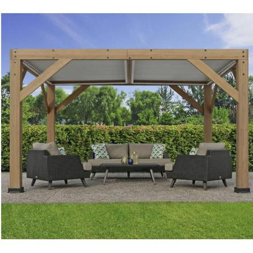 Yardistry Wood Room with Aluminum Louvered Roof