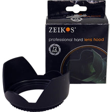 Load image into Gallery viewer, Zeikos ZE-HLH72 72mm Hard Rubber Lens Hood Black

