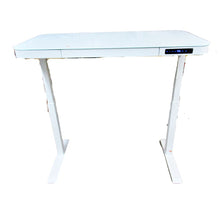 Load image into Gallery viewer, airLIFT Modern Height Adjustable Electric Glass Desk w/ Drawer White
