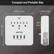 Load image into Gallery viewer, Bestten 2 Pack Wall Outlet Surge Protector with Dual Charging Ports
