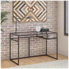 Load image into Gallery viewer, Bush Furniture Anthropology 48W Glass Top Writing Desk with Shelf - Rustic Brown
