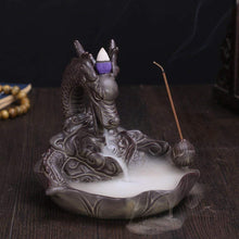 Load image into Gallery viewer, Ceramic Dragon Incense Burner Gray
