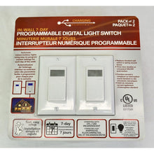 Load image into Gallery viewer, Charging Essentials Digital Light Switch, Programmable for 7 Days - 2 Pack White
