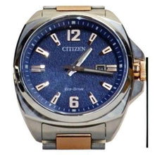 Load image into Gallery viewer, Citizen Men&#39;s Blue Dial Eco-Drive Two-Tone Rose Gold and Silver AW1726-55L
