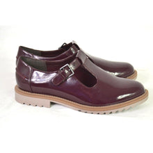 Load image into Gallery viewer, Clarks Griffin Monty T-Strap Patent Leather Casual Size 7 Burgundy
