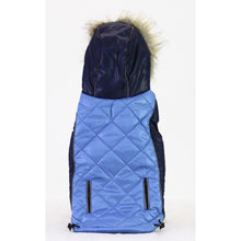 Load image into Gallery viewer, Dog Faux fur hood Vest - Navy/Blue Small/Medium
