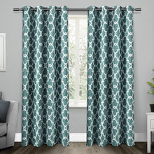 Load image into Gallery viewer, Exclusive Home Gates Sateen Woven Room Darkening Grommet Top Window Curtains 84&quot; Dark Teal
