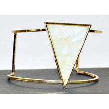 Load image into Gallery viewer, Gold tone triangle medallion cuff bracelet -Cream-Sale-Liquidation Nation
