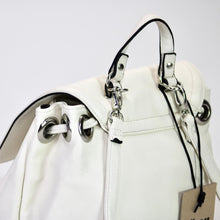 Load image into Gallery viewer, Hibou Cream Leather Drawstring Folk Backpack
