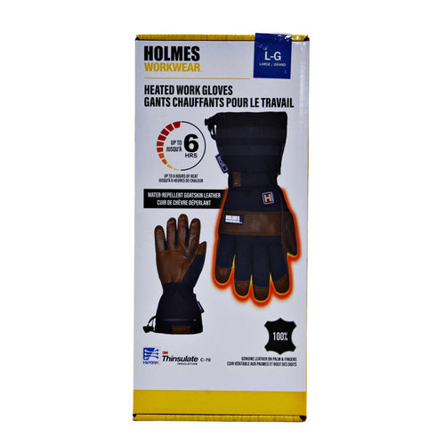 Holmes Heated Goatskin Work Gloves with Lithium-Polymer Battery L