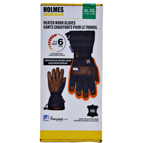 Holmes Heated Goatskin Work Gloves with Lithium-Polymer Battery XL