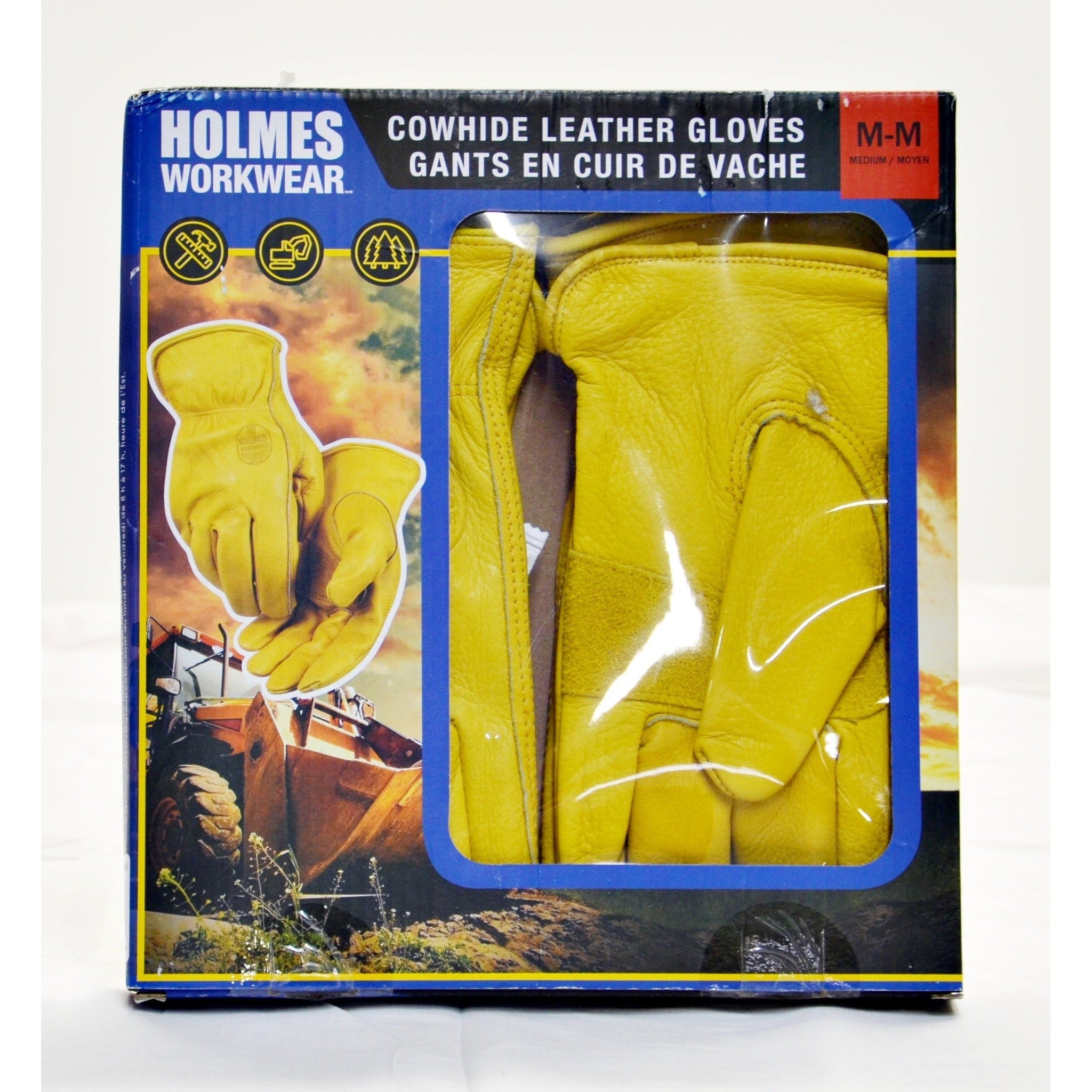 Holmes Off-White Leather Gloves for Men - Large