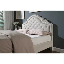 Load image into Gallery viewer, House of Hampton - Queen Upholstered Headboard - Beige with Silver Studs
