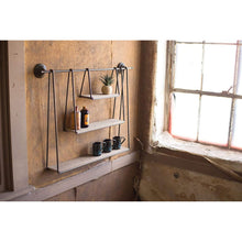 Load image into Gallery viewer, KALALOU Wood and Metal Triple Hanging Shelf
