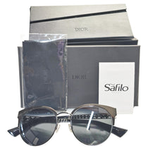 Load image into Gallery viewer, Ladies Safilo x Dior Round Browline Sunglasses - Black/Blue/Gunmetal
