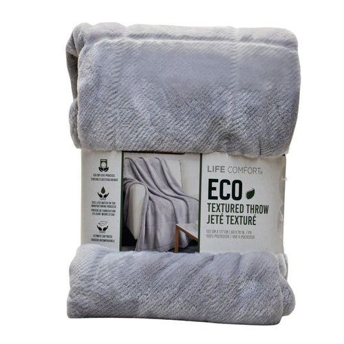 Life Comfort Eco Textured Throw Grey