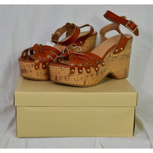 Load image into Gallery viewer, Mossimo Women&#39;s Erie Wood Wedge Sandal Cognac 5.5M

