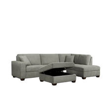 Load image into Gallery viewer, Thomasville Miles Right-hand Facing 3-piece Fabric Sectional with Storage Ottoman ( Grey)
