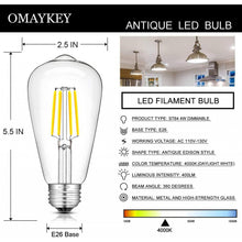 Load image into Gallery viewer, OMAYKEY 4W Dimmable LED Edison Bulb 4000K Daylight White
