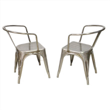 Load image into Gallery viewer, Original Tolix Chair Collection Dining Chairs with Side Arms - Polished Silver Gloss - Set of 2
